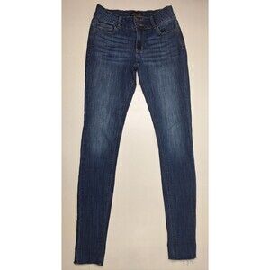 Alloy Apparel Stretch Denim Jeans Mid Rise Raw Hem Skinny Tall Women's 6 X 35
